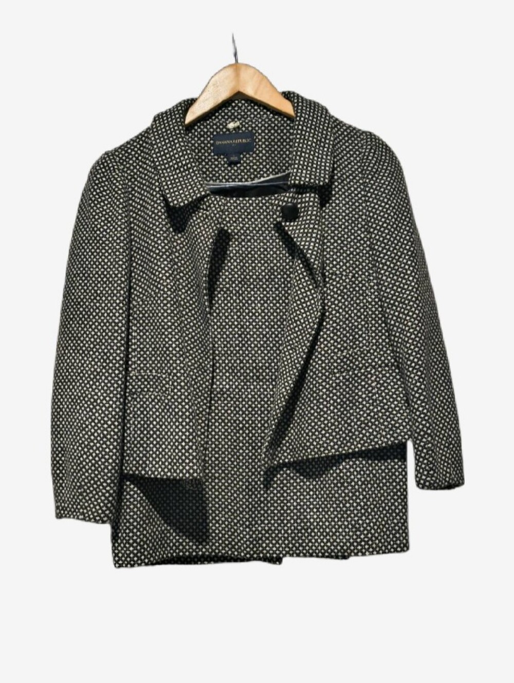 Banana Republic Wool Blend Tweed Skirt Suit Set Micro Dot Cropped Blazer Size 6